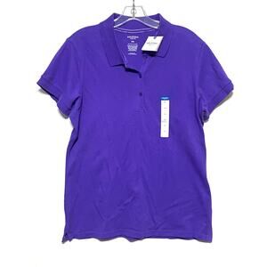 Arizona Jean Co Purple Polo Shirt Womens XXL Stretch Preppy Uniform Casual NWT